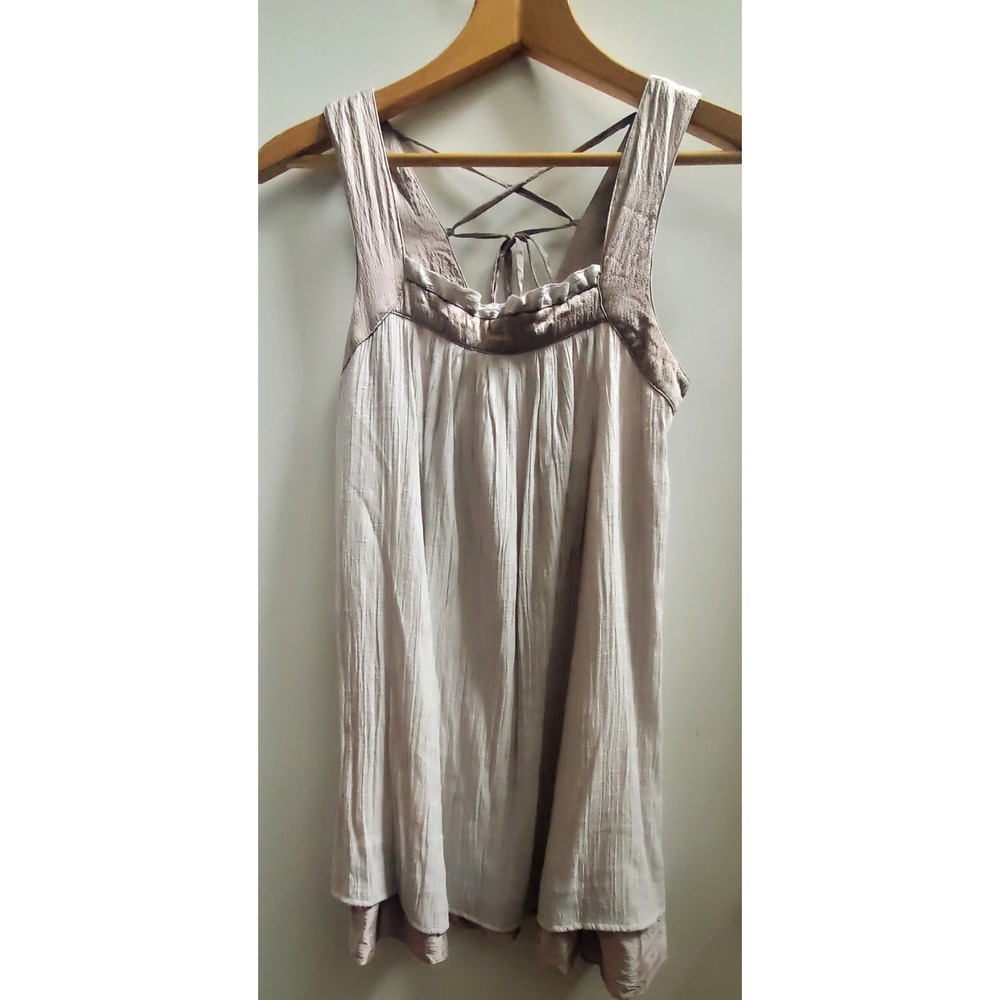 Sugarlips Slip Dress S Short w/ Double Flirty Ruffle Layer Tie Back Lined Flowy
